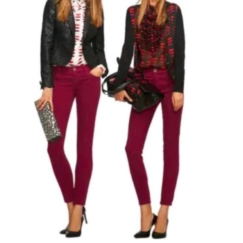 Banana Republic L'Wren Scott Skinny Jeans Berry Wine Lip Detail Size 29 NWT